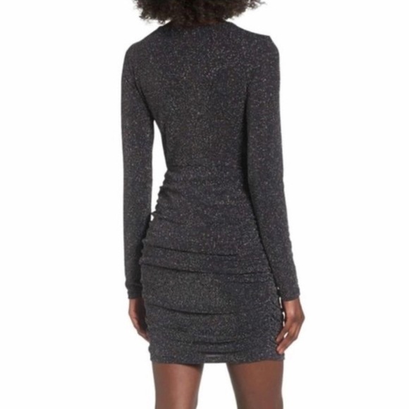 LEITH Shimmer Ruched Mini Dress in Black Multi - Picture 2 of 12